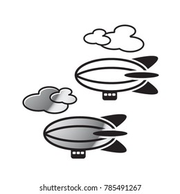 airship with clouds icon vector illustration