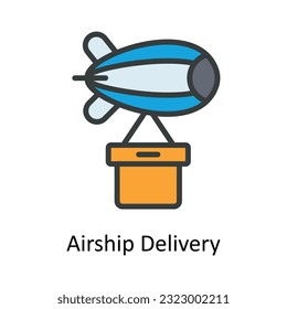 Airship Delivery  Vector   Fill outline Icon Design illustration. Shipping and delivery Symbol on White background EPS 10 File