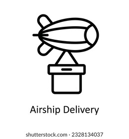 Airship Delivery  Vector    outline Icon Design illustration. Shipping and delivery Symbol on White background EPS 10 File