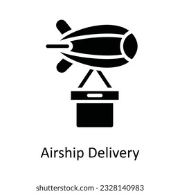 Airship Delivery  Vector    solid Icon Design illustration. Shipping and delivery Symbol on White background EPS 10 File