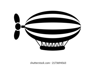 Airship dirigible, blimp. Transport detailed simple style logo icon vector illustration isolated.