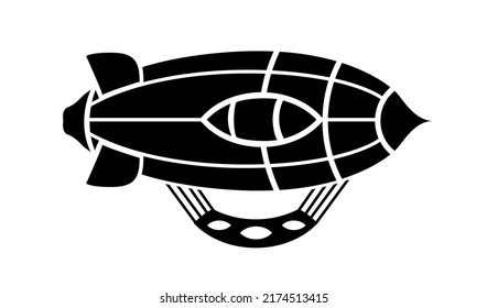 Airship dirigible, blimp. Transport detailed simple style logo icon vector illustration isolated.