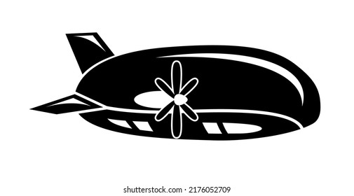 Airship dirigible, blimp. Transport detailed simple style logo icon vector illustration isolated.