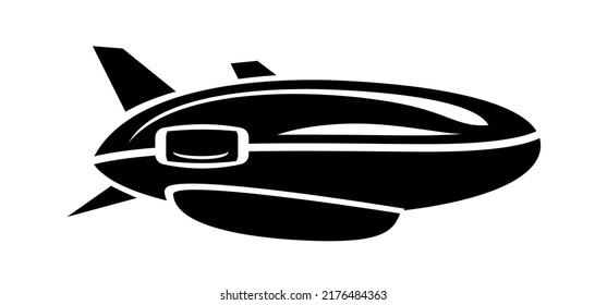 Airship dirigible, blimp. Transport detailed simple style logo icon vector illustration isolated.