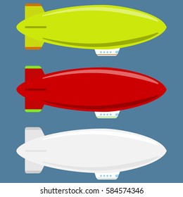 Airship, dirigible icon, aircraft, balloon, hot air. Flat design, vector illustration, vector.