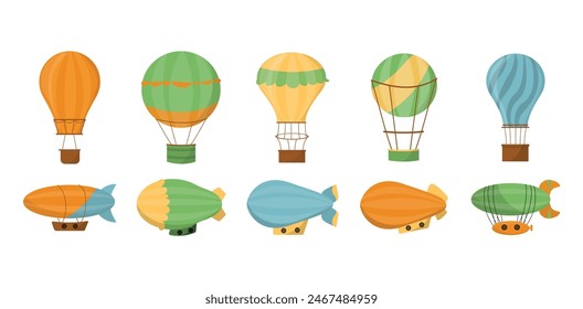 Airship Element Illustration Collection Set