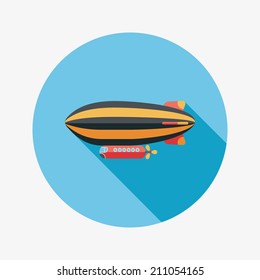 Airship flat icon with long shadow