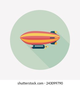 Airship flat icon with long shadow