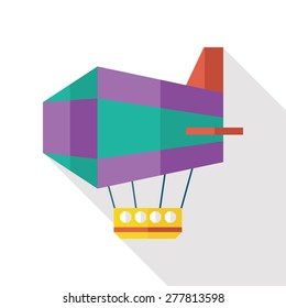 Airship flat icon with long shadow