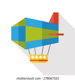 Airship flat icon with long shadow