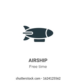 Airship glyph icon vector on white background. Flat vector airship icon symbol sign from modern free time collection for mobile concept and web apps design.