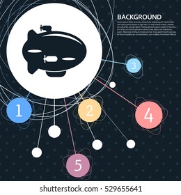 Airship Icon with the background to the point and with infographic style. Vector illustration