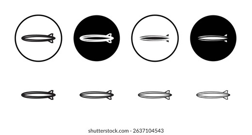 Airship icon Black line art vector logo set