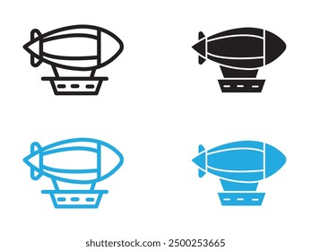 Airship icon black and white vector outline sign