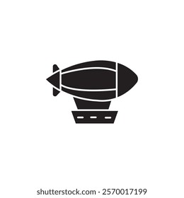 Airship icon black and white vector outline sign