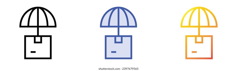 airship icon. Linear, Blue Fill and Gradient Style Design Isolated On White Background