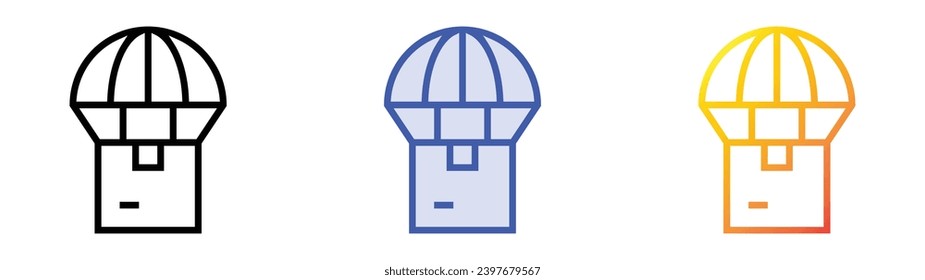 airship icon. Linear, Blue Fill and Gradient Style Design Isolated On White Background