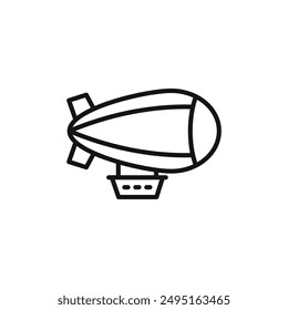 Airship icon outline collection in black and on white background