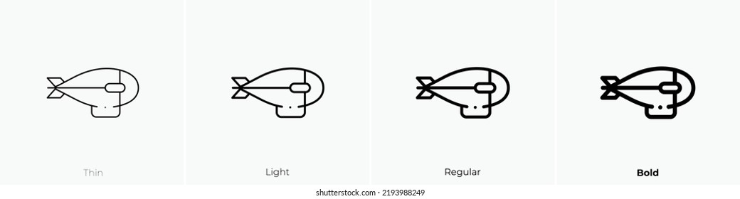 airship icon. Thin, Light Regular And Bold style design isolated on white background