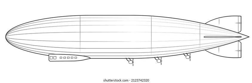 Airship - illustration of classic vintage zeppelin type vehicle.