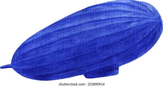 airship isolated, watercolor illustration