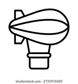 Ícone da linha do dirigível. Ilustração vetorial de contorno com traço editável, isolado no fundo branco. Adequado para aviação, viagens, web, aplicativo móvel e design de interface do usuário.