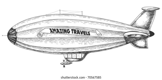 Airship pencil drawing