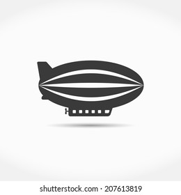 Airship with shadow simple icon, vector eps10 illustration