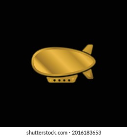 Icono metálico chapado en oro de Airship Side View o vector de logotipo