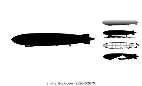 Airship silhouette, high quality vector