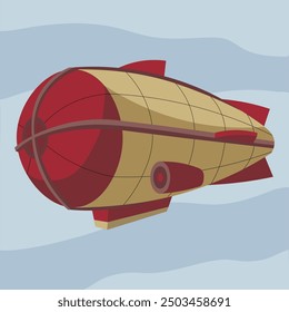 airship simple cartoon style. Flying vehicle