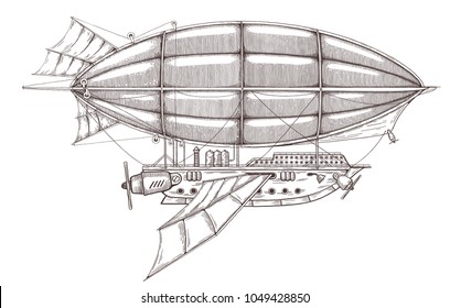 Airship sketch in Steampunk style