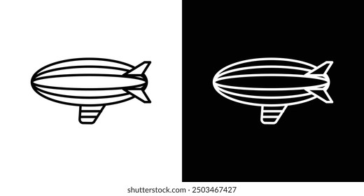 Airship thin line vector icon set.