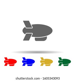 Airship, transport, zeppelin multi color style icon. Simple glyph, flat vector of transport icons for ui and ux, website or mobile application