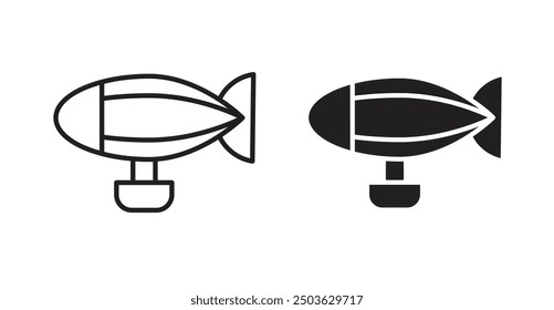 Airship vector icon in solid and outline style