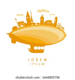 Diseño de logotipo vectorial de la aeronave con los famosos turistas europeos que lo visitan
