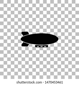Airship zeppelin. Black flat icon on a transparent background. Pictogram for your project