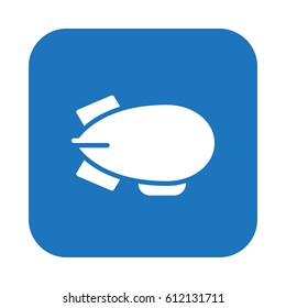 Airship, zeppelin flat icon, filled vector sign, colorful pictogram on rounded square button isolated on white.  