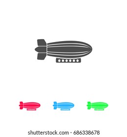 Airship zeppelin icon flat. Color pictogram on white background. Vector illustration symbol and bonus icons