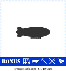Airship zeppelin icon flat. Simple vector symbol and bonus icon