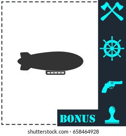 Airship zeppelin icon flat. Simple vector symbol and bonus icon