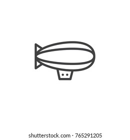 Airship zeppelin line icon, outline vector sign, linear style pictogram isolated on white. Dirigible balloon symbol, logo illustration. Editable stroke