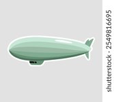 Airship Zeppelin Vector Illustration Sticker. A vintage-inspired airship zeppelin sticker, ideal for steampunk, travel, or retro-themed designs. Great for crafts, educational materials, or decoration