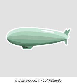 Aeróstato Zeppelin Vetor Ilustração Adesivo. Um adesivo de dirigível de inspiração vintage, ideal para steampunk, viagens ou projetos retro-temáticos. Ótimo para artesanato, materiais educacionais ou decoração