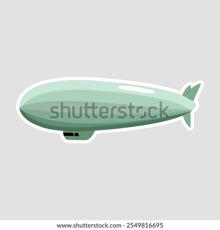 Airship Zeppelin Vector Illustration Sticker. A vintage-inspired airship zeppelin sticker, ideal for steampunk, travel, or retro-themed designs. Great for crafts, educational materials, or decoration