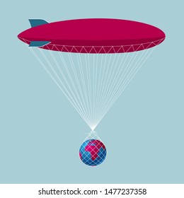 Airships use airships. Isolated on blue background.
