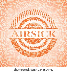 Airsick orange mosaic emblem. Vector Illustration. Detailed.