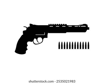 Vector de icono de Airsoft Gun. Pistola de Airsoft con la silueta de las balas aislado fondo blanco. Ilustración vectorial