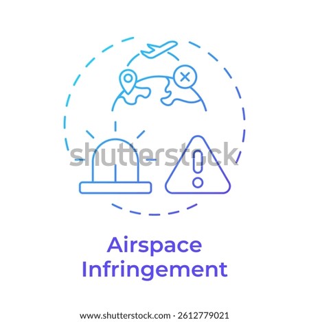 Airspace infringement blue gradient concept icon. Air traffic control, regulation. Alert, restriction. Round shape line illustration. Abstract idea. Graphic design. Easy to use in article, blog post