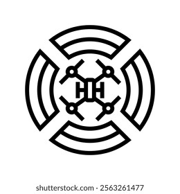 airspace map unmanned aerial vehicle line icon vector. airspace map unmanned aerial vehicle sign. isolated contour symbol black illustration